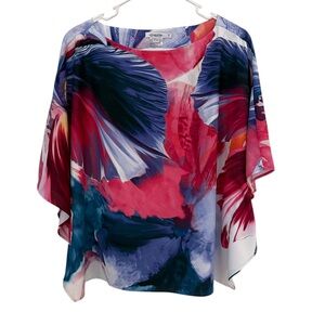 Chico's Blue and Pink Floral Poncho Blouse size M (1)
